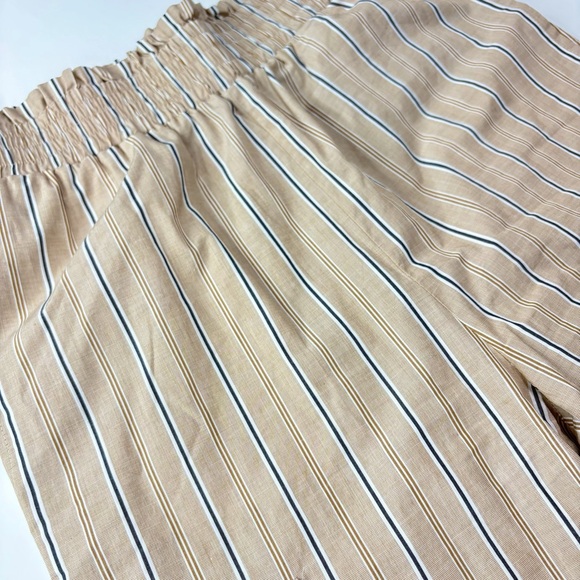 Twin-set Pull-on Utility Cargo Pants Vertical Striped 100% Cotton Shirred Waist - Picture 4 of 15
